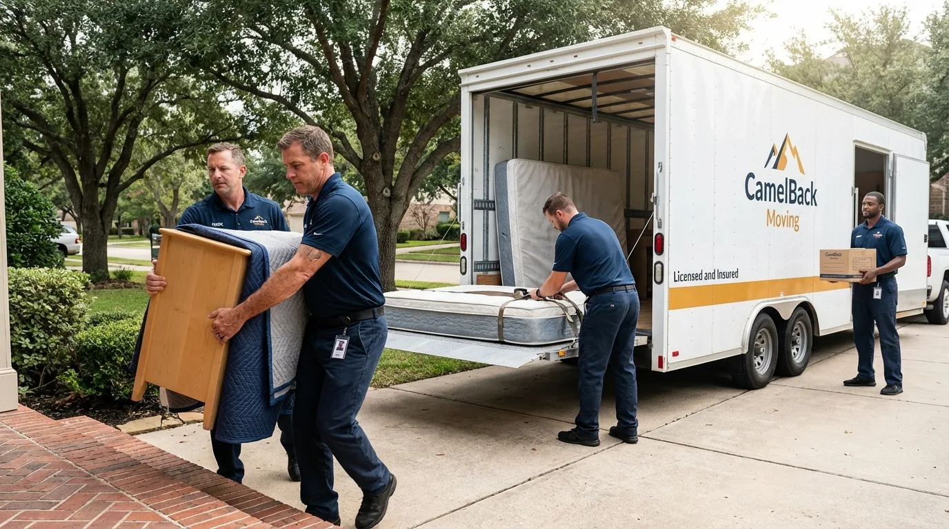 Crew loading residential truck for cross-state move from Siler City, NC