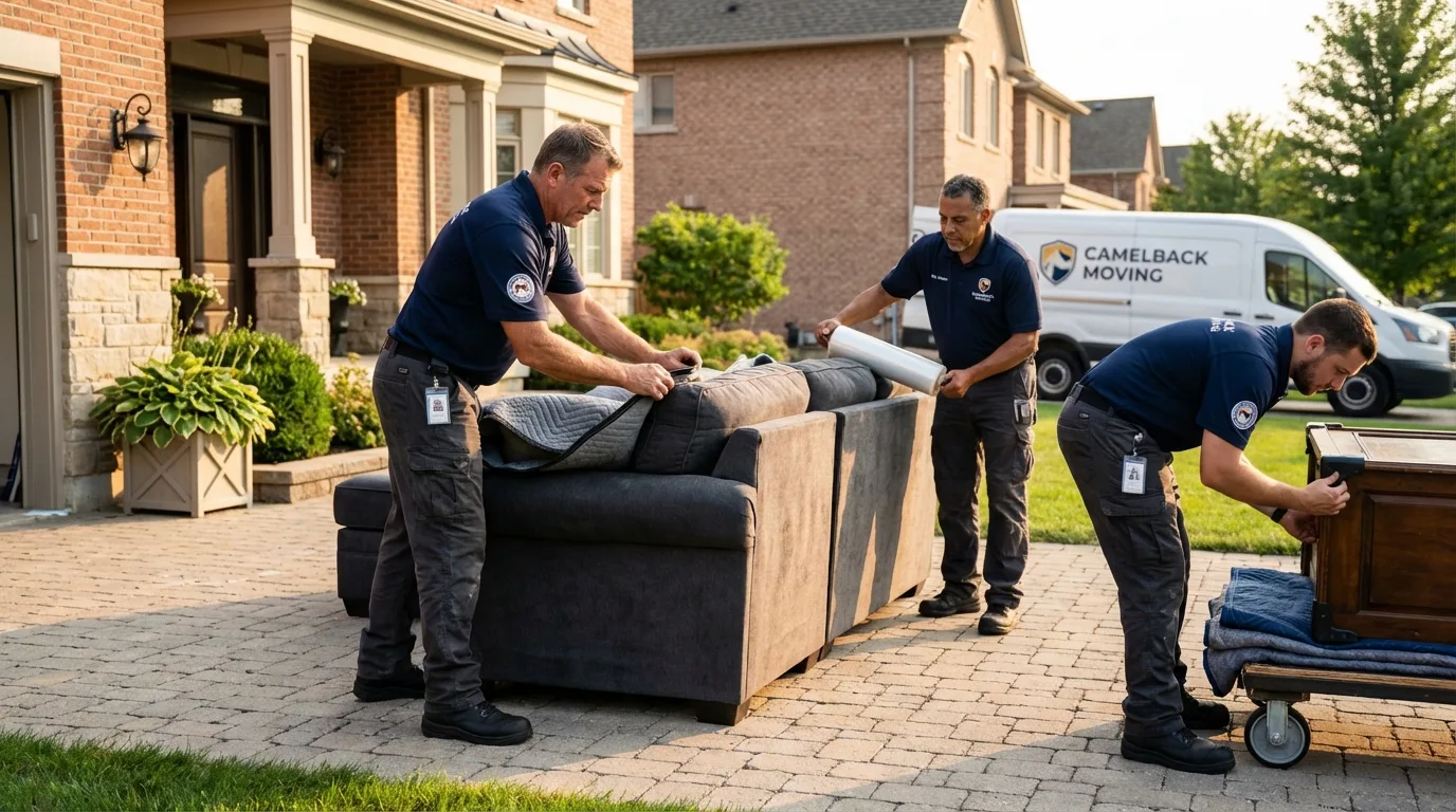 Large estate moving crew wrapping furniture in Siler City, NC