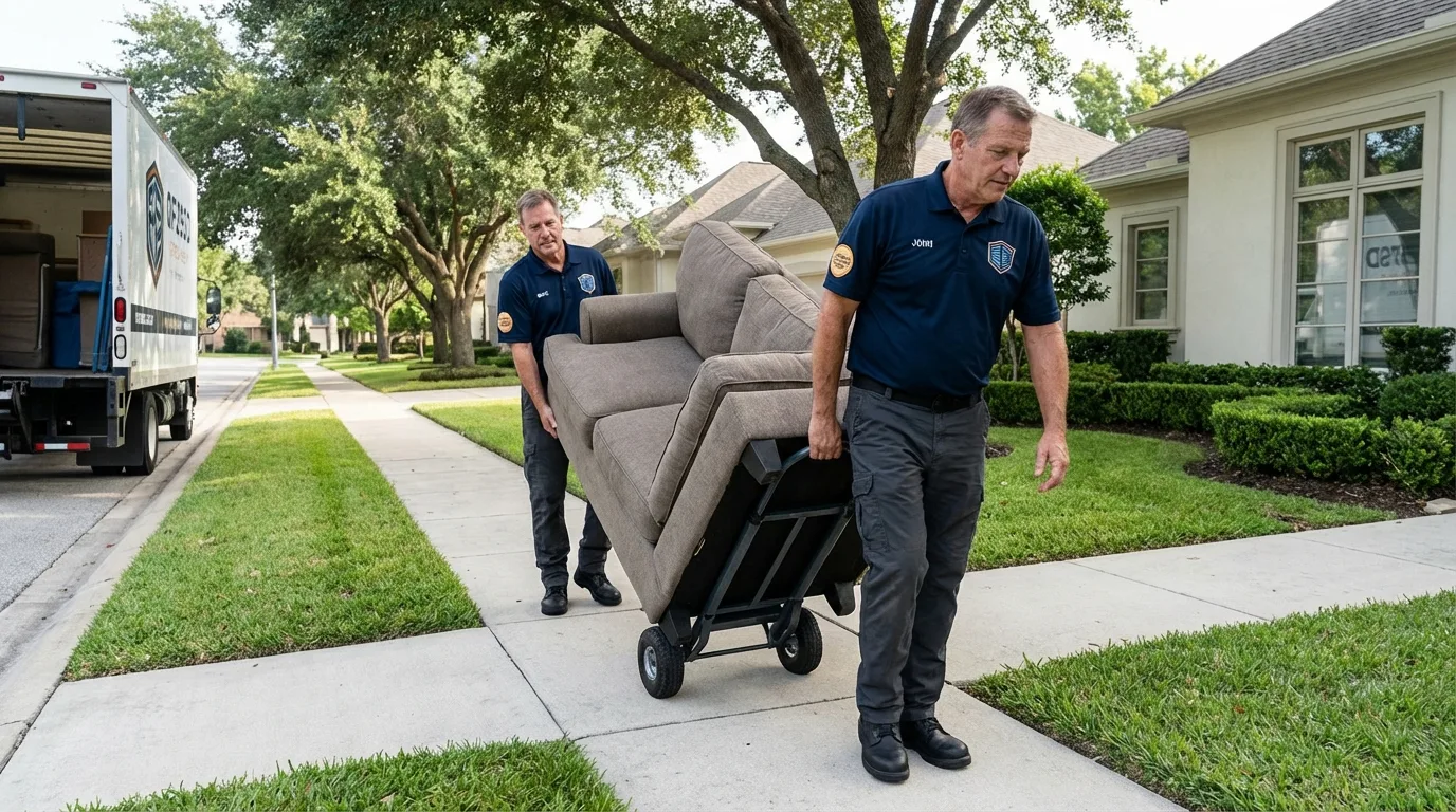 Local residential moving crew loading furniture in Siler City, NC